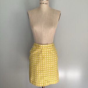 Larry Levine Yellow Geometric Dots Stretch Skirt Size 10